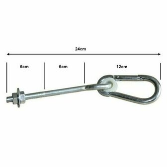 Schommelhaak met karabijnhaak M10x240mm afmetingen