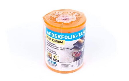 VEBA Afdekfolie met tape 55cmx33m inclusief houder.